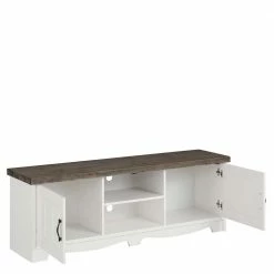 TV Bank Mit 2 Türen & 2 Fächern Aus Kiefer - Ayrinu -Lana Sales tv bank mit 2 tueren 2 faechern aus kiefer in weiss grau ayrinu 03