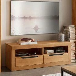 TV Board Aus Geöltem Wildeiche Massivholz - Opreravo -Lana Sales tv board aus geoeltem wildeiche massivholz mit zwei schubladen faechern opreravo 02