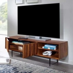TV Board Aus Sheesham Massivholz & Metall - Elmin -Lana Sales tv board aus sheesham massivholz metall im retrostil elmin 02