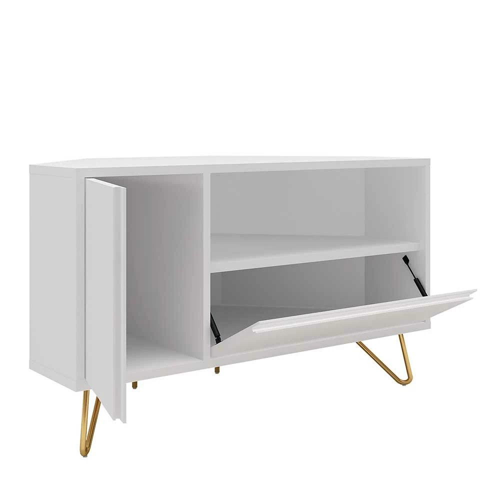 TV-Board Für Die Ecke In Weiß & Gold - Patinca 6 TV-Board Für Die Ecke In Weiß & Gold - Patinca – Bild 4
