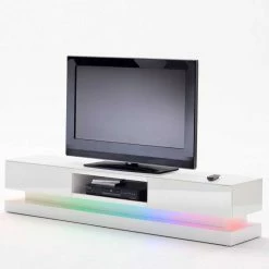 TV Board Mammut In Hochglanz Weiß -Lana Sales tv board hochglanz weiss rgb beleuchtung mammut 04