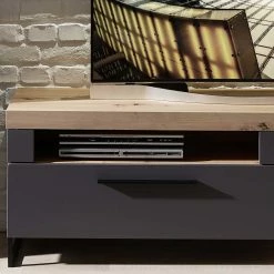 TV Board In Dunkelgrau & Wildeiche - Svanjon 10 TV Board In Dunkelgrau & Wildeiche - Svanjon -Lana Sales tv board in dunkelgrau wildeiche mit klappe schublade fach svanjon 02