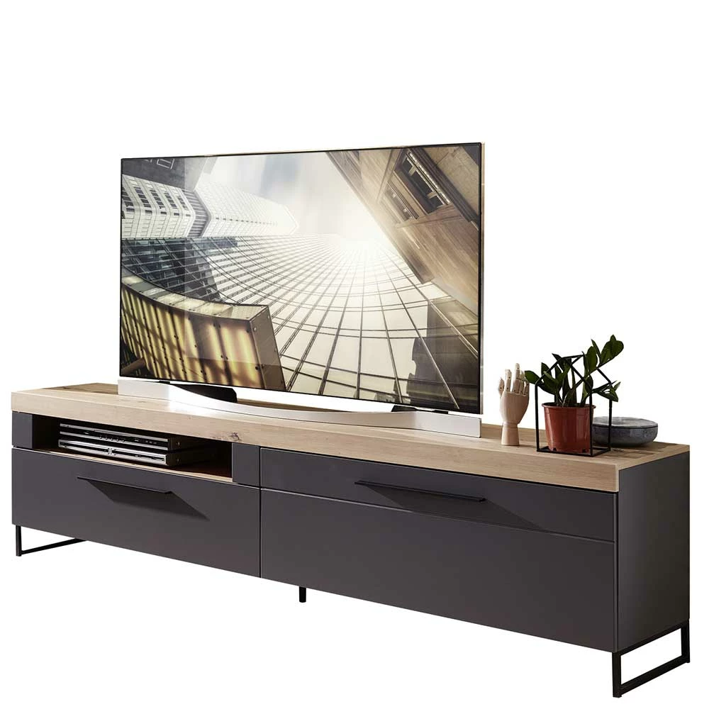 TV Board In Dunkelgrau & Wildeiche - Svanjon 3 TV Board In Dunkelgrau & Wildeiche - Svanjon