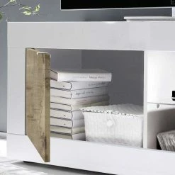 TV Board In Holz Verwittert & Weiß HG - Olvenion -Lana Sales tv board in holz verwittert weiss hg mit metallgriffen olvenion 04