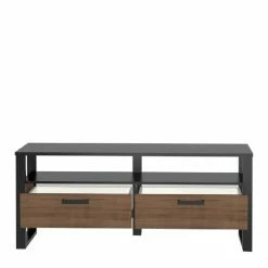 TV Board In Nussbaum Dekor & Schwarz - Dudleys -Lana Sales tv board in nussbaum dekor schwarz mit zwei schubladen fach dudleys 03