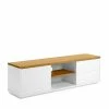 TV Board In Weiß & Eiche Furnier - Vintilias 2 TV Board In Weiß & Eiche Furnier - Vintilias -Lana Sales tv board in weiss eiche furnier mit soft close schubladen tuer vintilias f