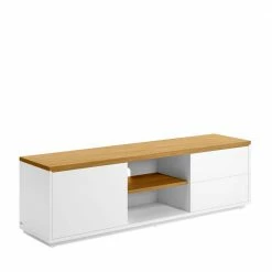 TV Board In Weiß & Eiche Furnier - Vintilias