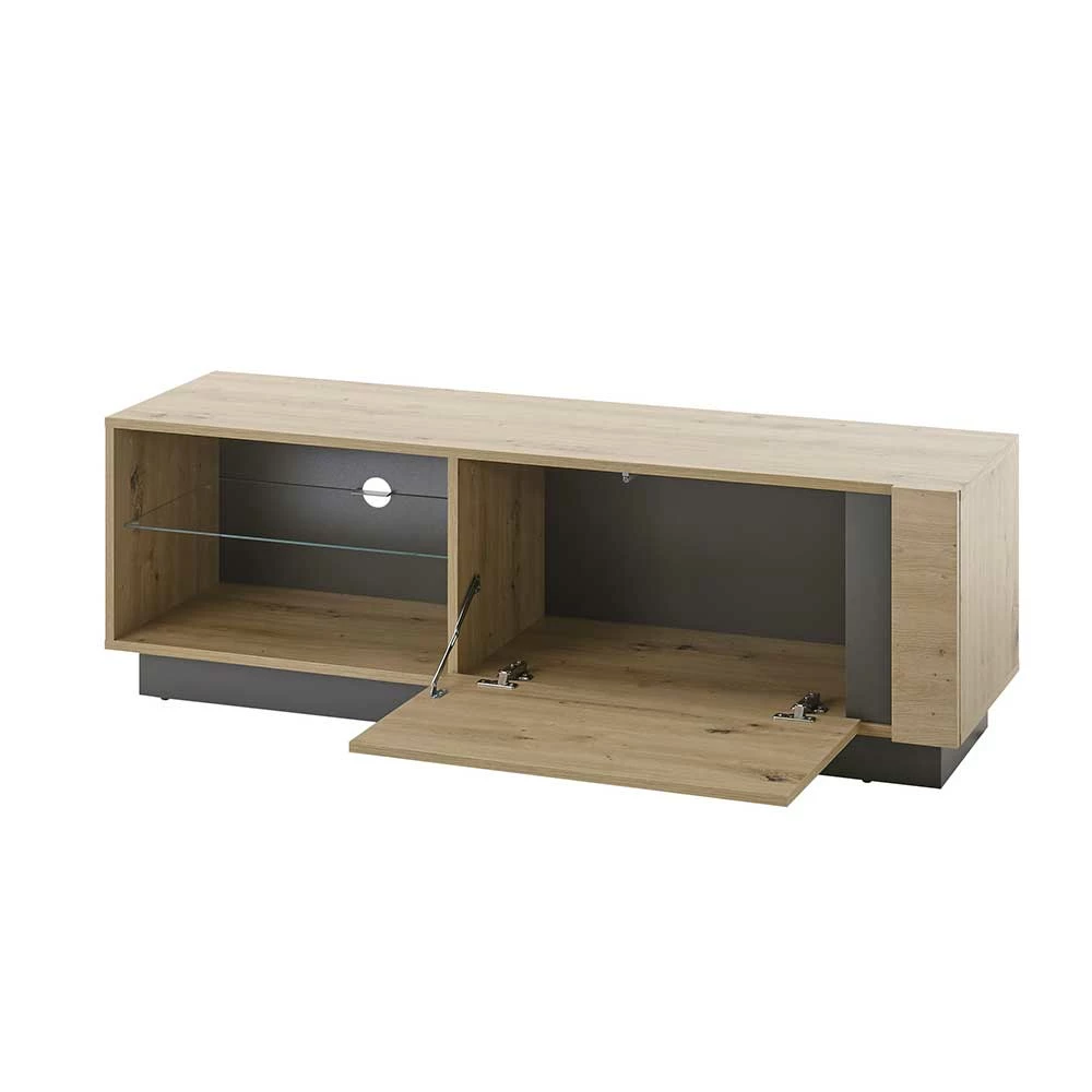 TV Board mit Klappe & Gerätefach - Lairian TV Board Mit Klappe & Gerätefach - Lairian -Lana Sales tv board mit klappe geraetefach in wildeiche dunkelgrau lairian 03