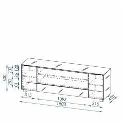 TV Board Mit Klappe & Schublade & 2 Türen - Tyron -Lana Sales tv board mit klappe schublade 2 tueren in schwarz tyron 02