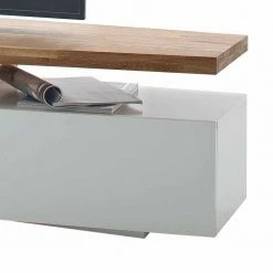 TV Board Mit Oberplatte Aus Asteiche Massiv Cinco & 3 Schubladen In Weiß -Lana Sales tv board mit oberplatte aus asteiche massiv 3 schubladen in weiss cinco 02