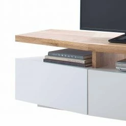 TV Board Mit Oberplatte Aus Asteiche Massiv Cinco & 3 Schubladen In Weiß -Lana Sales tv board mit oberplatte aus asteiche massiv 3 schubladen in weiss cinco 03