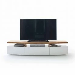 TV Board Mit Oberplatte Aus Asteiche Massiv Cinco & 3 Schubladen In Weiß -Lana Sales tv board mit oberplatte aus asteiche massiv 3 schubladen in weiss cinco 04