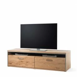 TV Board Mit Schubladen & Fächern - Hannica 7 TV Board Mit Schubladen & Fächern - Hannica -Lana Sales tv board mit schubladen faechern in eiche bianco mit silber hannica 01
