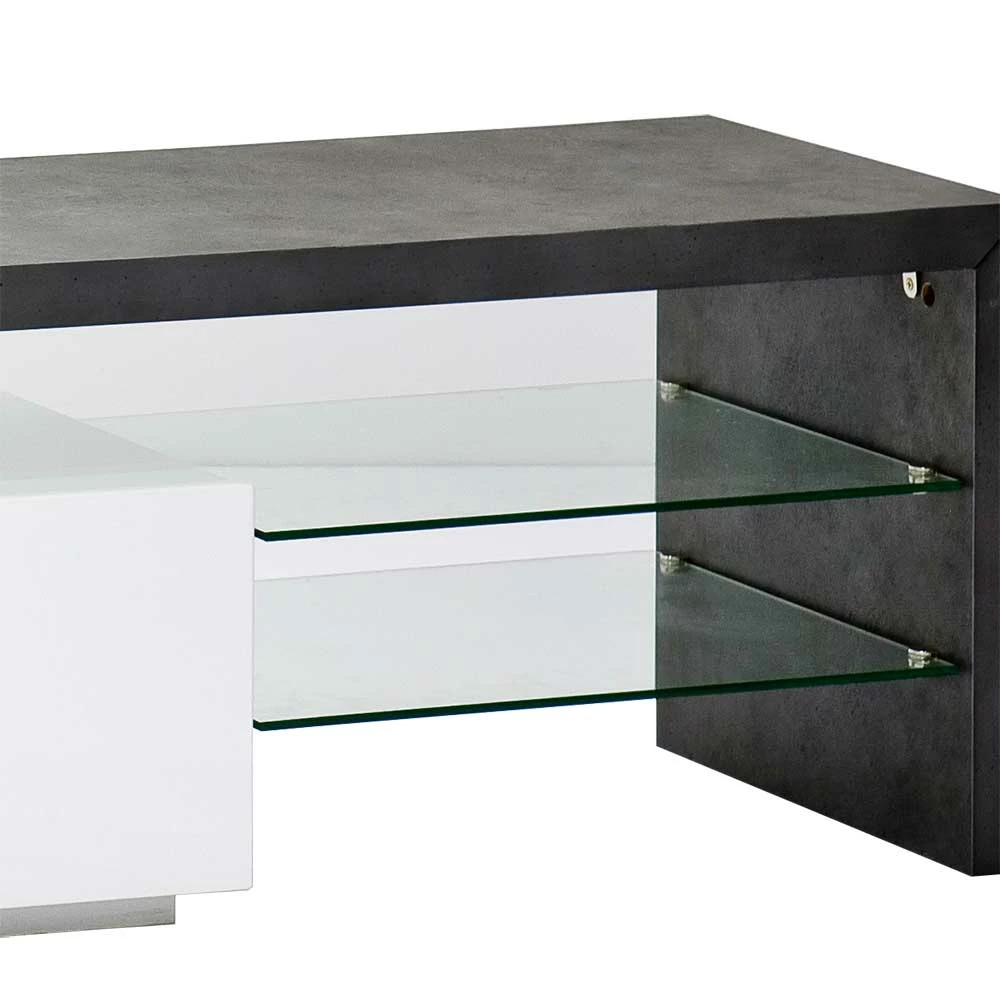 TV Board Franklin In Weiß Beton Grau 7 TV Board Franklin In Weiß Beton Grau – Bild 5