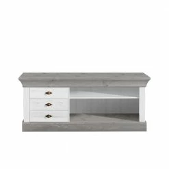 TV Board Mirandesca In Weiß Grau Teilmassiv