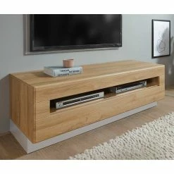 TV Design Lowboard In Wildeiche & Weiß - Dailin -Lana Sales tv design lowboard in wildeiche weiss mit klappe fach dailin 01