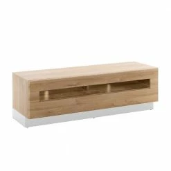 TV Design Lowboard In Wildeiche & Weiß - Dailin -Lana Sales tv design lowboard in wildeiche weiss mit klappe fach dailin 02