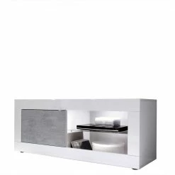 TV Element In Weiß HG Mit Beton Dekor - Narandu