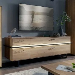 TV Lowboard Aus Asteiche Mit Metall - Clenza -Lana Sales tv lowboard aus asteiche mit metall 188 cm breit clenza 02