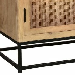 TV Lowboard Aus Massivholz & Rattan Geflecht - Lazianus -Lana Sales tv lowboard aus massivholz rattan geflecht mit metall buegelgestell lazianus 04