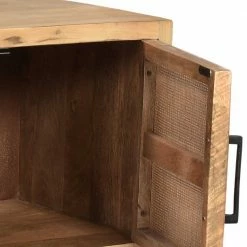 TV Lowboard Aus Massivholz & Rattan Geflecht - Lazianus -Lana Sales tv lowboard aus massivholz rattan geflecht mit metall buegelgestell lazianus 05