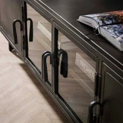 TV Lowboard Aus Metall & Glas - Brayden -Lana Sales tv lowboard aus metall glas im industry und loft stil brayden 03