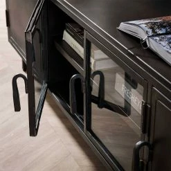 TV Lowboard Aus Metall & Glas - Brayden -Lana Sales tv lowboard aus metall glas im industry und loft stil brayden 04