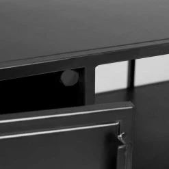 TV Lowboard Aus Schwarzem Metall - Magde -Lana Sales tv lowboard aus schwarzem metall mit offenen faechern tuer schublade magde 06