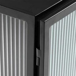 TV Lowboard Aus Stahl Schwarz & Glas - Galyferio -Lana Sales tv lowboard aus stahl schwarz glas im industry und loft stil galyferio 05