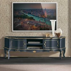 TV Lowboard Im Barockstil In Dunkelblau - Otaligo