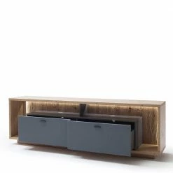 TV Lowboard In Eiche Optik & Grau - Dalavera 11 TV Lowboard In Eiche Optik & Grau - Dalavera -Lana Sales tv lowboard in eiche optik grau mit zwei schubladen faechern dalavera 03