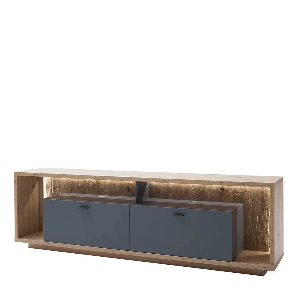 TV Lowboard In Eiche Optik & Grau - Dalavera 3 TV Lowboard In Eiche Optik & Grau - Dalavera