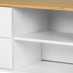 TV Lowboard In Weiß & Eiche Furnier Vudian Im Retro Look -Lana Sales tv lowboard in weiss eiche furnier im retro look vudian 05