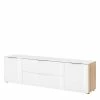 TV Lowboard In Weiß Glas & Eiche Dekor - Ayfuna 2 TV Lowboard In Weiß Glas & Eiche Dekor - Ayfuna -Lana Sales tv lowboard in weiss glas eiche dekor 181 cm breit ayfuna f