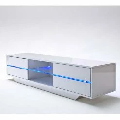 TV Lowboard In Weiß Hochglanz Mit LED - Safira -Lana Sales tv lowboard in weiss hochglanz mit led 160 cm breit safira 03