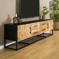 TV Lowboard In White Wash Mangobaum - Jamey 10 TV Lowboard In White Wash Mangobaum - Jamey -Lana Sales tv lowboard in white wash mangobaum und schwarzgrau metall jamey 02