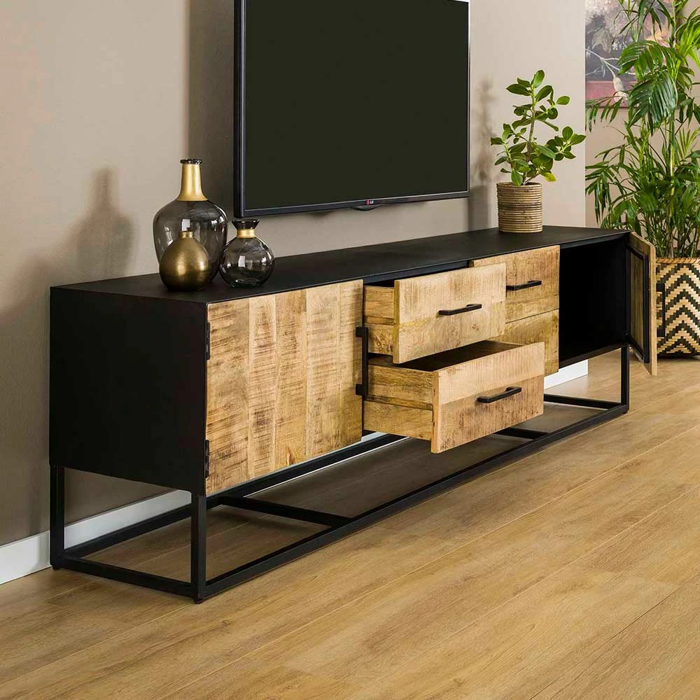 TV Lowboard In White Wash Mangobaum - Jamey 6 TV Lowboard In White Wash Mangobaum - Jamey – Bild 4