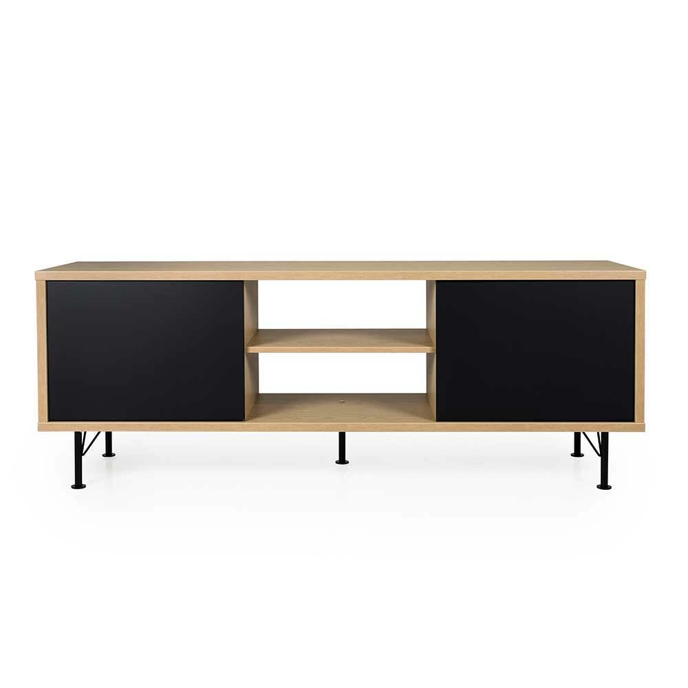 TV Lowboard Mit 2 Offenen Fächern & 2 Türen Chicron In Schwarz 3 TV Lowboard Mit 2 Offenen Fächern & 2 Türen Chicron In Schwarz – Bild 2