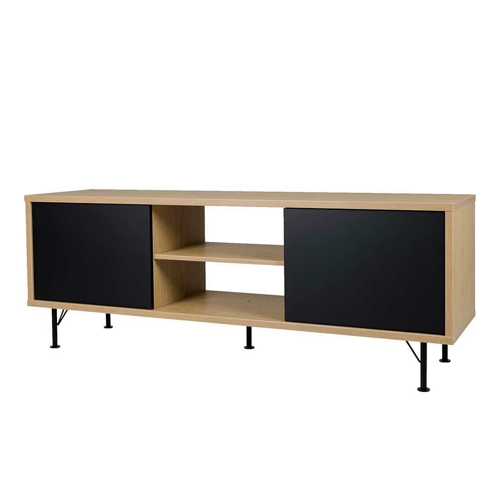 TV Lowboard Mit 2 Offenen Fächern & 2 Türen Chicron In Schwarz 2 TV Lowboard Mit 2 Offenen Fächern & 2 Türen Chicron In Schwarz