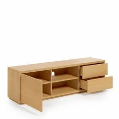 TV Lowboard Mit Zwei Schubladen & Tür - Elastian -Lana Sales tv lowboard mit zwei schubladen tuer zwei faechern in eiche furnier elastian 02