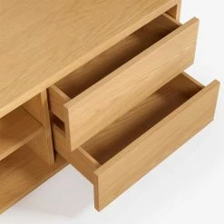 TV Lowboard Mit Zwei Schubladen & Tür - Elastian -Lana Sales tv lowboard mit zwei schubladen tuer zwei faechern in eiche furnier elastian 03