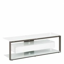 TV Regal Mit Klappe In Weiß & Anthrazit - Latenda -Lana Sales tv regal mit klappe in weiss anthrazit aus glas stahl latenda 01