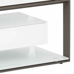 TV Regal Mit Klappe In Weiß & Anthrazit - Latenda -Lana Sales tv regal mit klappe in weiss anthrazit aus glas stahl latenda 04