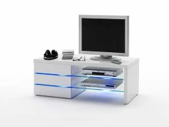 TV-Regal Lynn In Weiß -Lana Sales tv regal weiss glasboeden lynn