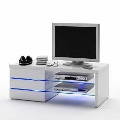 TV-Regal Lynn In Weiß -Lana Sales tv regal weiss glasboeden lynn 02