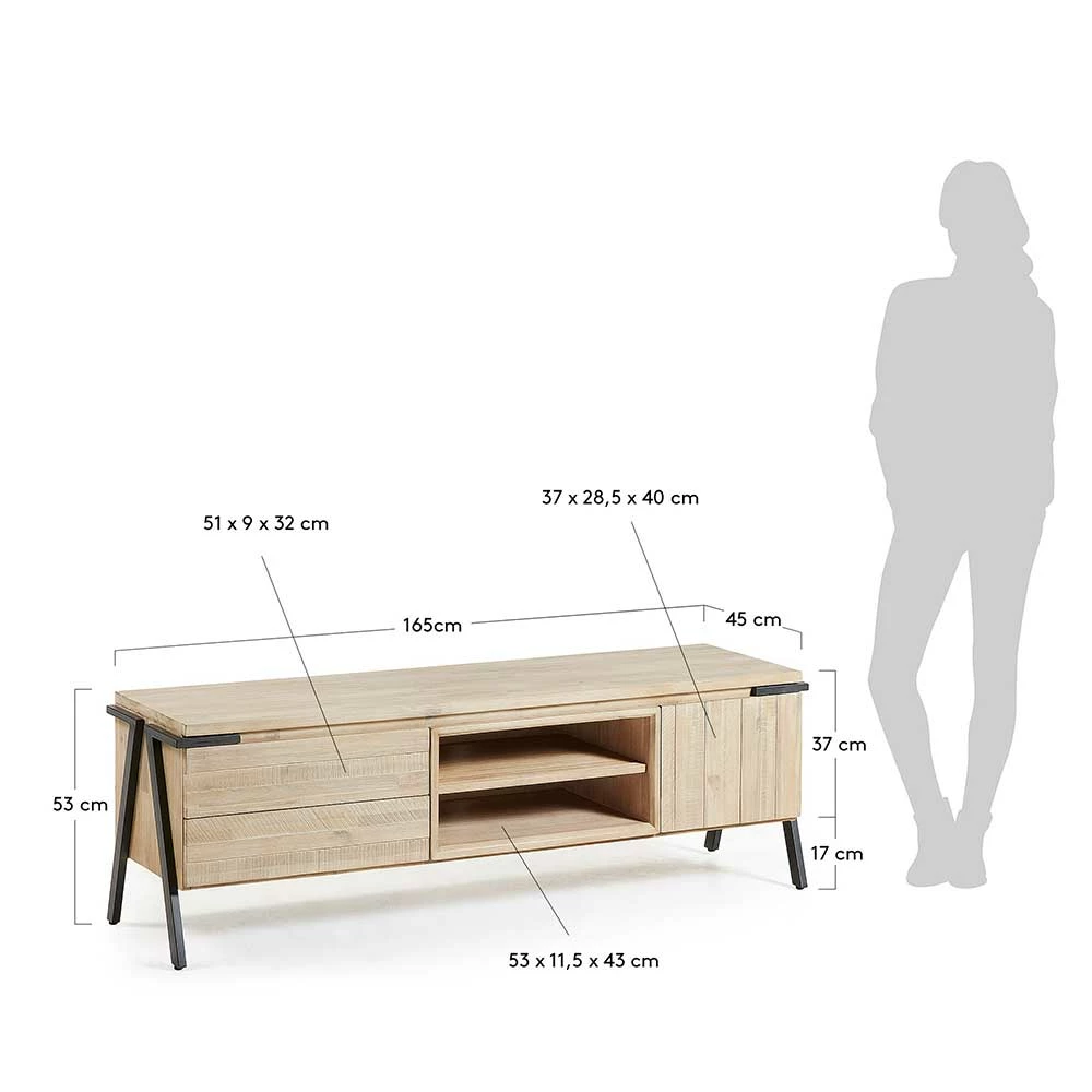 TV Schrank Delamoto Akazie gebleicht und Stahl TV Schrank Delamoto Akazie Gebleicht Und Stahl -Lana Sales tv schrank akazie gebleicht und stahl 1 tuerig zwei schubladen zwei faecher 165cm delamoto 05