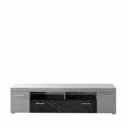 TV Unterschrank In Beton Optik & Anthrazit - Evelba -Lana Sales tv unterschrank in beton optik anthrazit mit metallgriffen evelba 02