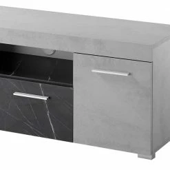 TV Unterschrank In Beton Optik & Anthrazit - Evelba -Lana Sales tv unterschrank in beton optik anthrazit mit metallgriffen evelba 04