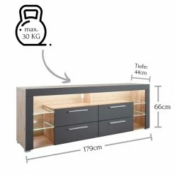 TV Unterschrank In Grau & Asteiche Dekor - Noelle 12 TV Unterschrank In Grau & Asteiche Dekor - Noelle -Lana Sales tv unterschrank in grau asteiche dekor mit led beleuchtung noelle 04