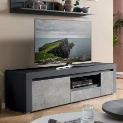 TV Unterschrank In Marmoroptik Grau - Carsuva -Lana Sales tv unterschrank in marmoroptik grau und anthrazit 180x50x50 carsuva 02
